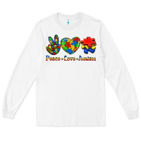 White Peace Love Autism Long Sleeve Tee - Jasminsmagicworld