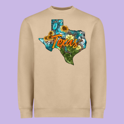 Western Texas Map Heavyweight Sweatshirt Designed By Adodesignshop