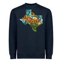 Navy western texas map Heavyweight Sweatshirt - AdoDesignShop