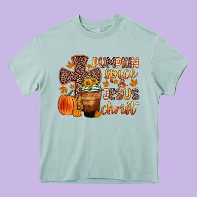 Pumpkin Spice And Jesus Christ Heavy Core Tee Designed By Zillion Design Studio