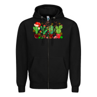 Black christmas cactus Zipper Hoodie - MaliasSmallBusiness