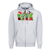 Heather Grey christmas cactus Zipper Hoodie - MaliasSmallBusiness