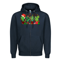 Navy christmas cactus Zipper Hoodie - MaliasSmallBusiness