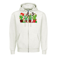 Oatmeal Heather christmas cactus Zipper Hoodie - MaliasSmallBusiness