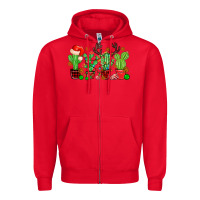 Red christmas cactus Zipper Hoodie - MaliasSmallBusiness