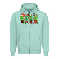 Seafoam christmas cactus Zipper Hoodie - MaliasSmallBusiness