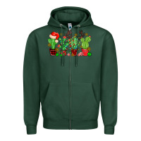 Sports Green christmas cactus Zipper Hoodie - MaliasSmallBusiness
