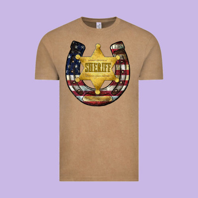 Sheriff American Flag Vintage Tee Designed By Jahusdesignshop