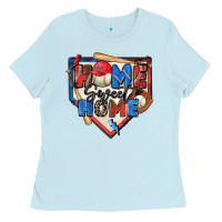 Baby Blue home sweet home baseball Ladies Tee - Zillion Design Studio