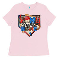 Bubblegum Pink home sweet home baseball Ladies Tee - Zillion Design Studio