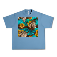 Pebble Blue appaloosa horses and sunflowers seamless pattern Urban Heavy Tee - BundleAndBundleShop