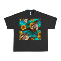 Pigment Black appaloosa horses and sunflowers seamless pattern Urban Heavy Tee - BundleAndBundleShop