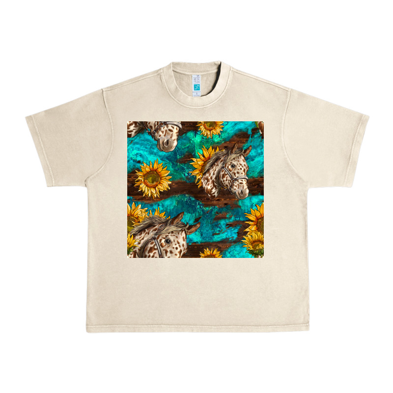 Appaloosa Horses And Sunflowers Seamless Pattern Urban Heavy Tee by BundleAndBundleShop | Teevron