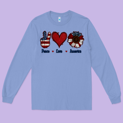 Peace Love America Long Sleeve Tee Designed By Jasminsmagicworld