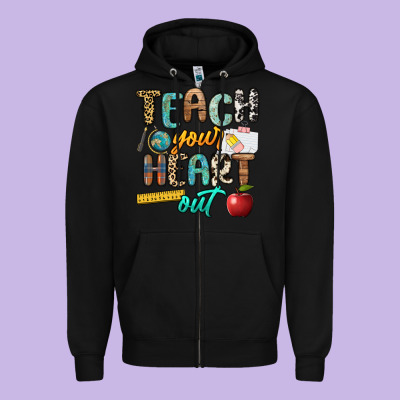 Teach Your Heart Out Zipper Hoodie Designed By Nancycooperartshop