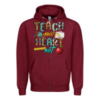 Burgundy teach your heart out Zipper Hoodie - NancyCooperArtShop