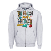 Heather Grey teach your heart out Zipper Hoodie - NancyCooperArtShop