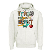Oatmeal Heather teach your heart out Zipper Hoodie - NancyCooperArtShop