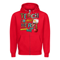 Red teach your heart out Zipper Hoodie - NancyCooperArtShop