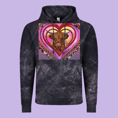 Highland Cow Valentine's Day Vintage Hoodie Designed By Ranaportraitstore