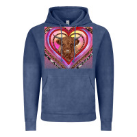Vintage Denim highland cow valentine's day Vintage Hoodie - RanaPortraitStore