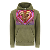 Vintage Olive highland cow valentine's day Vintage Hoodie - RanaPortraitStore