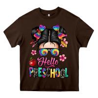 Chocolate Brown hello preschool kid Heavy Core Tee - texasbilliewilder