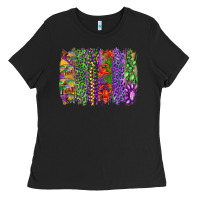 Black Mardi gras brush strokes king cake and craw fish Ladies Tee - RanaPortraitStore