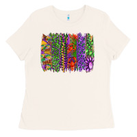 Bone Mardi gras brush strokes king cake and craw fish Ladies Tee - RanaPortraitStore