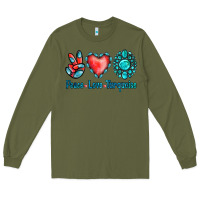 Army Green Peace Love Turquoise Long Sleeve Tee - Jasminsmagicworld
