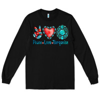 Black Peace Love Turquoise Long Sleeve Tee - Jasminsmagicworld