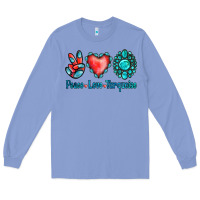 Colony Blue Peace Love Turquoise Long Sleeve Tee - Jasminsmagicworld