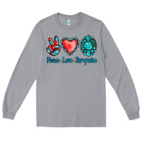 Heather Grey Peace Love Turquoise Long Sleeve Tee - Jasminsmagicworld