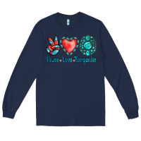 Navy Peace Love Turquoise Long Sleeve Tee - Jasminsmagicworld