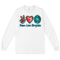 White Peace Love Turquoise Long Sleeve Tee - Jasminsmagicworld