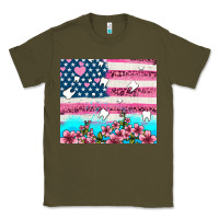 Army Green american flag and teeth with flowers Classic Tee - AdoDesignShop