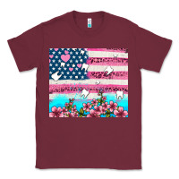 Burgundy american flag and teeth with flowers Classic Tee - AdoDesignShop