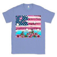Colony Blue american flag and teeth with flowers Classic Tee - AdoDesignShop