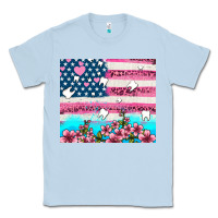 Dusty Blue american flag and teeth with flowers Classic Tee - AdoDesignShop