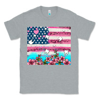 Heather Grey american flag and teeth with flowers Classic Tee - AdoDesignShop