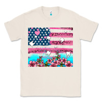 Natural american flag and teeth with flowers Classic Tee - AdoDesignShop