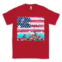 Red american flag and teeth with flowers Classic Tee - AdoDesignShop
