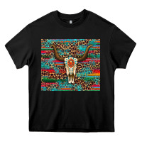 Black western serape leopard bull skull turquoise Heavy Core Tee - Artiststas