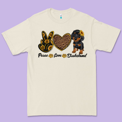 Peace Love Dachshund Premium Tee Designed By Ranaportraitstore
