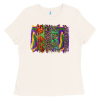 Bone Mardi Gras Brushstrokes Ladies Tee - RanaPortraitStore