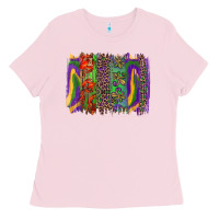 Bubblegum Pink Mardi Gras Brushstrokes Ladies Tee - RanaPortraitStore