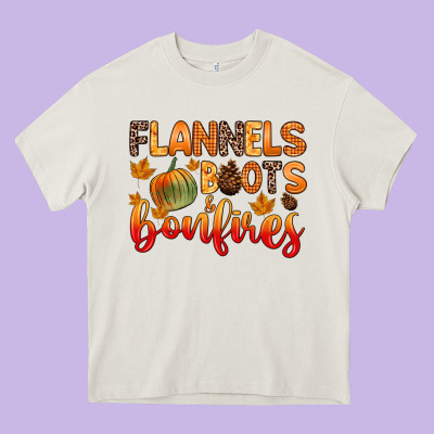 Flannels Boots And Bonfires Heavy Core Tee Designed By Zillion Design Studio