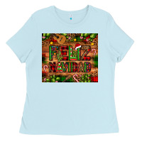 Baby Blue feliz navidad Christmas cactus leopard Ladies Tee - JahusDesignShop