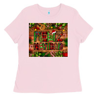Bubblegum Pink feliz navidad Christmas cactus leopard Ladies Tee - JahusDesignShop