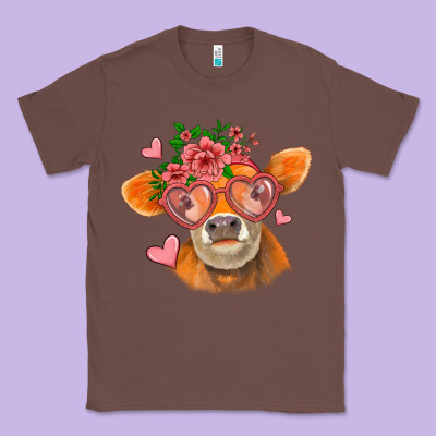 Valentines Day Orange Cow Classic Tee Designed By Jasminsmagicworld